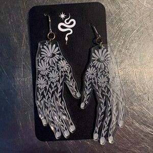 While Odin Sleeps Lucite Hand Earrings NWT